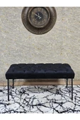 Siyah Boyalı Tel Ayaklı 90 cm Puf Bench - Puf - Bench - Kasalı Oturak - Oturak - Yatak Ucu Puf Siyah Renk 90 x 41 Boyut/Ebat thumbnail 2