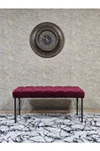 Siyah Boyalı Tel Ayaklı 90 cm Puf Bench - Puf - Bench - Kasalı Oturak - Oturak - Yatak Ucu Puf Bordo Renk 90 x 41 Boyut/Ebat - 3