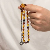 Supertrend Gümüş Kazaz Püsküllü Sıkma Kehribar Tesbih - 2