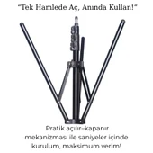 Ayarlanabilir Alüminyum Tripod Işık Standı Katlanabilir, Dayanıklı ve Ring Light Uyumlu - 4