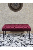 Siyah Boyalı Tel Ayaklı 90 cm Puf Bench - Puf - Bench - Kasalı Oturak - Oturak - Yatak Ucu Puf Bordo Renk 90 x 41 Boyut/Ebat - 2