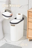 Porsima M-325 Çöp Kutusu Banyo Mutfak Çöp Kovası Kapaklı Banyo Çöp Kovası 10LT thumbnail 1