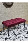 Siyah Boyalı Tel Ayaklı 90 cm Puf Bench - Puf - Bench - Kasalı Oturak - Oturak - Yatak Ucu Puf Bordo Renk 90 x 41 Boyut/Ebat - 1