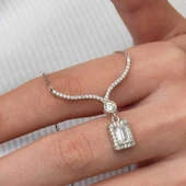 Supertrend Gümüş Baget Taşlı Gerdanlık Model Kadın Kolye thumbnail 2