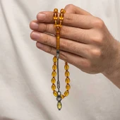 Supertrend Gümüş 1000 Ayar Kazaz Püsküllü Sıkma Kehribar Tesbih - 1