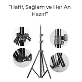 Ayarlanabilir Alüminyum Tripod Işık Standı Katlanabilir, Dayanıklı ve Ring Light Uyumlu - 1