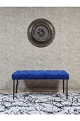 Siyah Boyalı Tel Ayaklı 90 cm Puf Bench - Puf - Bench - Kasalı Oturak - Oturak - Yatak Ucu Puf Mavi Renk 90 x 41 Boyut/Ebat thumbnail 3