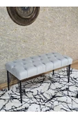 Siyah Boyalı Tel Ayaklı 90 cm Puf Bench - Puf - Bench - Kasalı Oturak - Oturak - Yatak Ucu Puf Gri Renk 90 x 41 Boyut/Ebat - 1