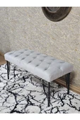 Siyah Boyalı Tel Ayaklı 90 cm Puf Bench - Puf - Bench - Kasalı Oturak - Oturak - Yatak Ucu Puf Gri Renk 90 x 41 Boyut/Ebat - 4