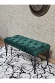 Siyah Boyalı Tel Ayaklı 90 cm Puf Bench - Puf - Bench - Kasalı Oturak - Oturak - Yatak Ucu Puf Yeşil Renk 90 x 41 Boyut/Ebat thumbnail 4