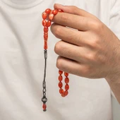 Supertrend Gümüş 1000 Ayar Kazaz Püsküllü Sıkma Kehribar Tesbih thumbnail 2