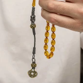 Supertrend Gümüş Kazaz Püsküllü Sıkma Kehribar Tesbih thumbnail 3