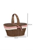 Porsima 2080 Oval Hasır Görünümlü Piknik Sepeti Piknik Çantası 41x35cm thumbnail 3