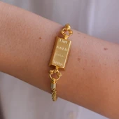 İmitasyon Altın Kaplama Burgu Desenli Külçe Bileklik BLK-1155 thumbnail 2