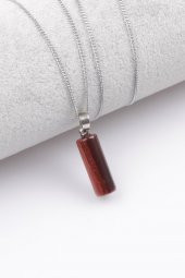 Kırmızı Kaplan Gözü Doğal Taş Silindir Kesim Kolye thumbnail 1