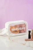 Porsima 3140-1 Şeffaf - Beyaz Seyahat ve Makyaj Çantası Su Geçirmez Organizer Washbag 21x13cm thumbnail 1