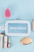 Porsima 3140-1 Şeffaf - Beyaz Seyahat ve Makyaj Çantası Su Geçirmez Organizer Washbag 21x13cm thumbnail 3