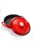 Lava Döküm Yayvan Tencere Trendy Kapak - Çap 28 Cm - Kırmızı thumbnail 1