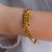 İmitasyon Altın Kaplama Çizgili Figaro Desenli Külçe Bileklik BLK-1151 thumbnail 2