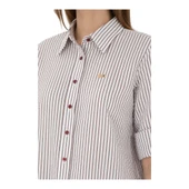 Kadın Bordo Uzun Kollu Çizgili Gömlek thumbnail 6