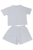 Kız Çocuk Kendinden Simli Beyaz Renk Şortlu Takım - 1