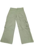 Kız Çocuk Kargo Cepli Bol Paça Cep Detaylı Su Yeşili Pantolon - 2