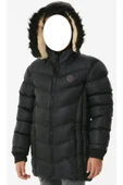 Erkek Çocuk /Kız Çocuk Armalı Siyah Renk Şişme Mont - 4