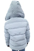 Erkek Çocuk /Kız Çocuk Çapraz Fermuar Model Kapüşonu Çıkabilen İçi Peluş Astarlı Buz Mavi Renk Mont - 4