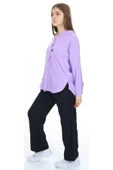 Kız Çocuk Kapüşonlu Gömlekli Lila Renk Aerobin Kumaş İkili Takım - 5