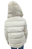 Kız Çocuk /Erkek Çocuk Çapraz Fermuar Model Kapüşonu Çıkabilen İçi Peluş Astarlı Bej Renk Mont - 4