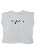 Kız Çocuk Confidence Yazılı Beyaz Renk Tişört - 1