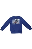 Erkek Çocuk Önü Arkası Youth First Yazı Resim Desenli Indigo Renk Sweatshirt - 2