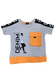 Erkek Çocuk Reputable Yazı Desenli Cepli Omuzları Yazılı Tişört - 1
