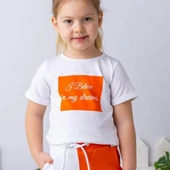 Kız Çocuk Yazı Baskılı Beyaz T-shirt - 1