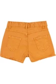 Kız Çocuk Kuş Gözü Aksesuarlı Nakışlı Kısa Şort Hardal - 2