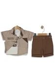 Erkek Çocuk Gettin Yazı Desenli Üçlü Şortlu Takım - 1