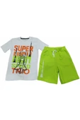 Erkek Çocuk Super Yazı Desenli Şortlu Takım - 1
