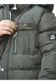 Erkek Çocuk Kapüşonu Çıkabilen İçi Peluş Astarlı Cep Detaylı Üç Cepli Kahverengi Şişme Mont - 5