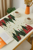 Valerine Life Noel Yılbaşı Çam Ağacı Amerikan Servis Altlığı Kaymaz Yıkanır 6 Kişilik Masa Örtüsü thumbnail 2