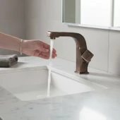 Bronz Lavabo Bataryası Estetik Tasarım, Uzun Ömürlü Zarif Dayanıklı Paslanmaz Metal Banyo Musluğu thumbnail 4