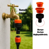 Adaptör 3 Farklı Ölçülü Hortum Bağlantı Aparatı Eki 1/2" - 3/4" - 1" MD306 Bahçe Hortum Ucu Plastik thumbnail 4