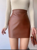 Düz deri etek taba h24468 - 3