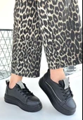 Leope Siyah Cilt Bağcıklı Spor Ayakkabı - 2