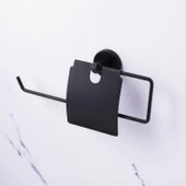 Siyah Kapaklı Kağıt Havluluk Banyo Tuvalet Mutfak İçin Duvar Tipi Vidalı Montaj Modern Aksesuar thumbnail 4