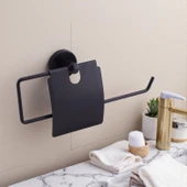 Siyah Kapaklı Kağıt Havluluk Banyo Tuvalet Mutfak İçin Duvar Tipi Vidalı Montaj Modern Aksesuar thumbnail 2