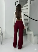 Fitilli şardonlu pantolon bordo - 2