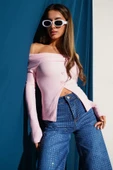 Madonna Yaka Düğmeli Bluz pembe - 3