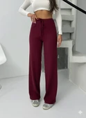 Fitilli şardonlu pantolon bordo - 1