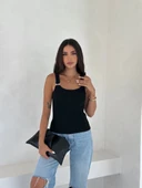Ottoman toka askılı bluz siyah s4194 - 7