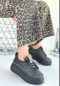 Leope Siyah Cilt Bağcıklı Spor Ayakkabı - 3